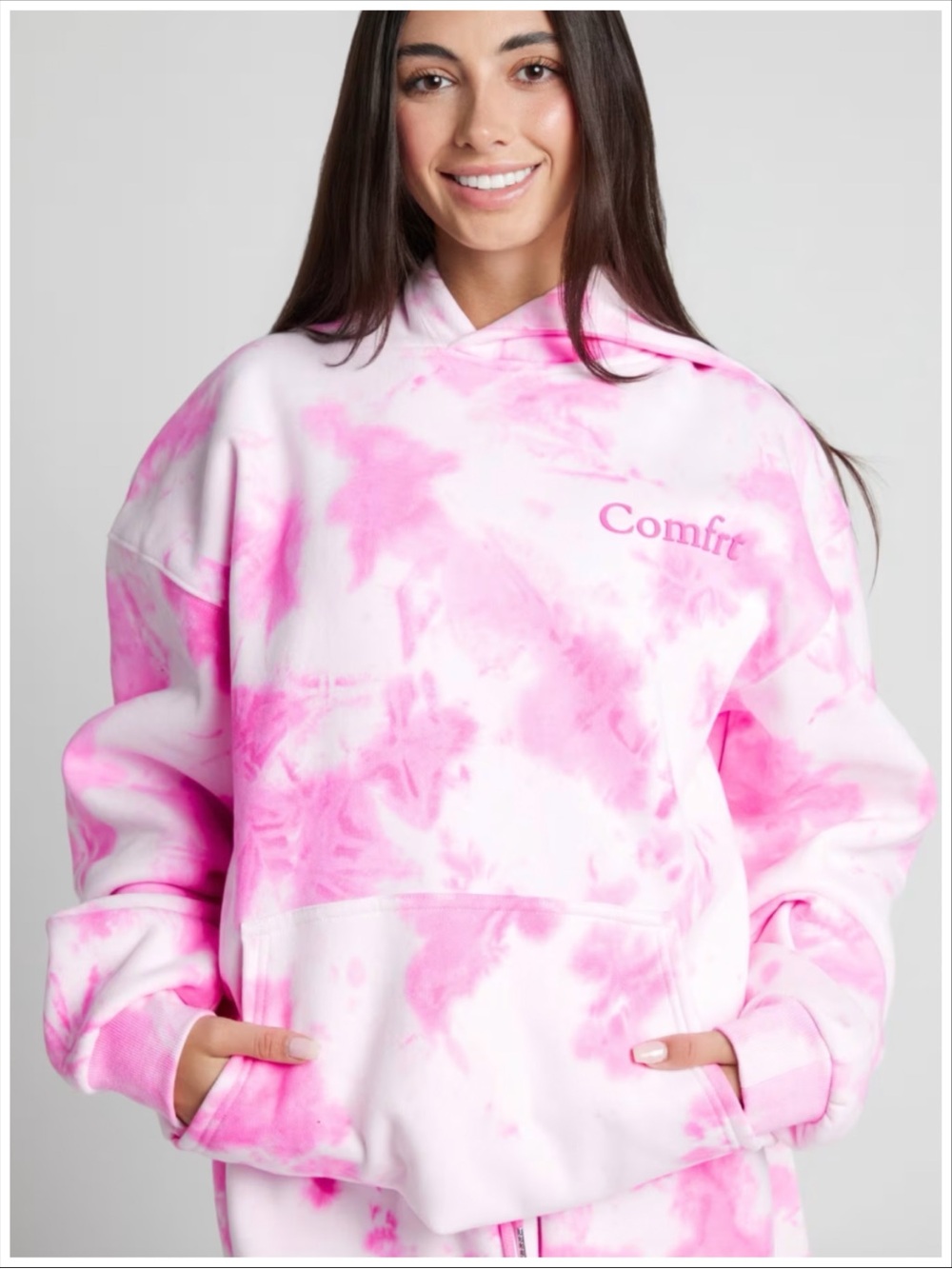 Comfrt Minimalist Hoodie Tie Dye Strawberry Swirl NWT [Item #V1]